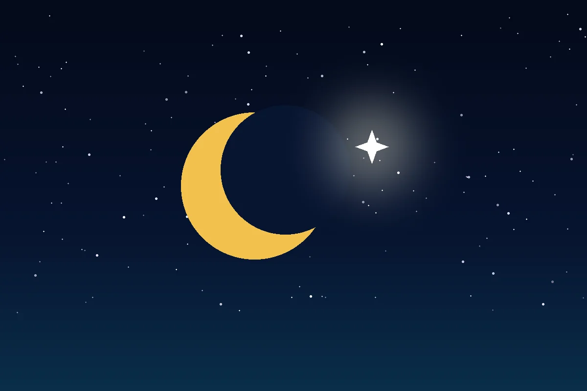 A crescent moon with a single bright star, representing Witr, the odd-numbered closing prayer of the night